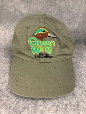 Ducks Unlimited Green Wing Olive Cotton Strapback Kids Hat